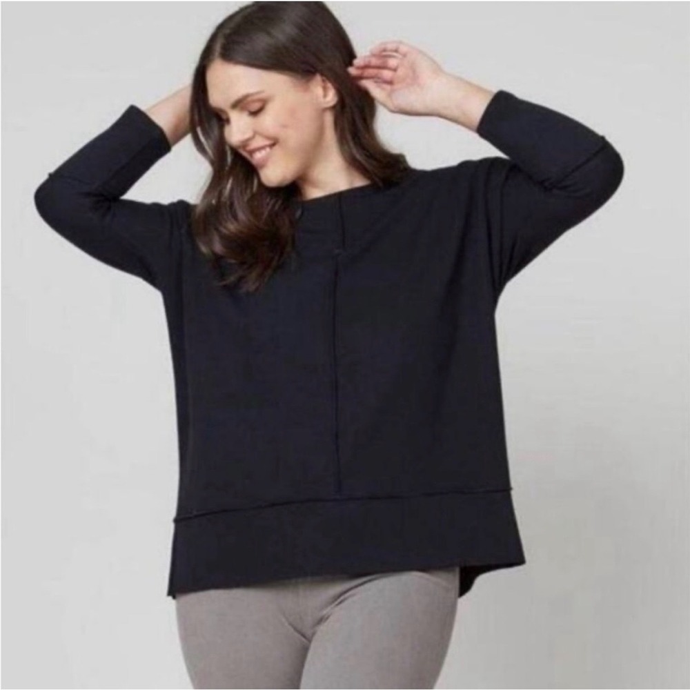 SPANX Perfect Length Dolman 3/4 Sleeve Sweatshirt Black Size Medium